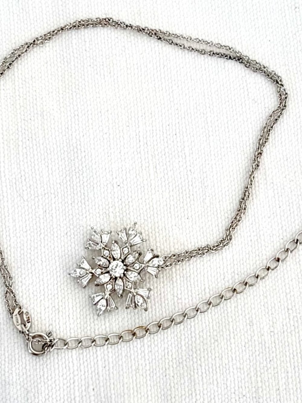 Vintage 925 Sterling Silver CZ Heart Pendant Necklace 19" Italy Chain China